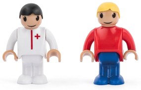 Mașină de ambulanță Woody cu păpuși pentru caleaferată, galbenă