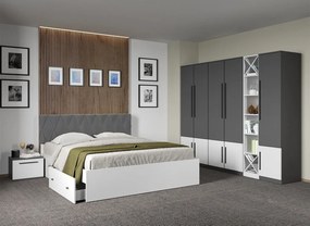 Set dormitor Gri Antracit cu Alb fara comoda - Sidney - C44