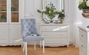 Scaun lemn masiv Dining Paris Blue/Beige, 56 × 65 × 98 cm - Beige
