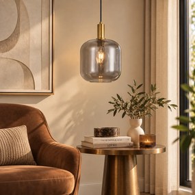 Lampă suspendată de design din alamă cu sticlă fumurie pentru sistem de șină monofazat - Iconic Zuzanna