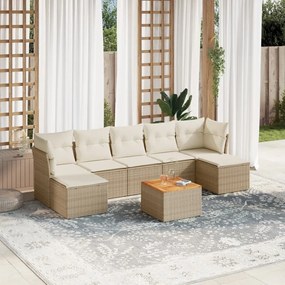 vidaXL Set canapele de grădină, 8 piese, cu perne, bej, poliratan