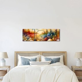 Tablou - Pajiște colorată (cu ceas) (90x30 cm)