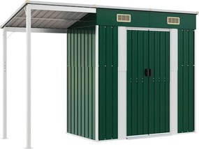 vidaXL Șopron grădină, acoperiș extins, verde, 277x107x181 cm, oțel