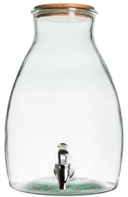 Recipient din sticla pentru bauturi GUSTA cu capac din lemn 5,5 L