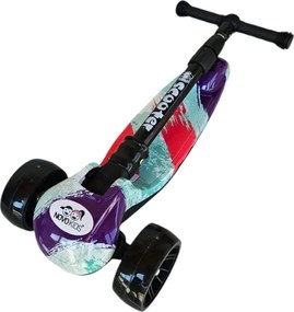 Trotineta copii cu roti luminoase din silicon NOVOKIDS™ Mini Scooter 8150, Cu melodii si lumini, 3 roti, Pliabila, Maner reglabil pe inaltime, Maxim