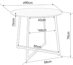 Masa de dining rotunda LUNA 90 cm, maro rustică
