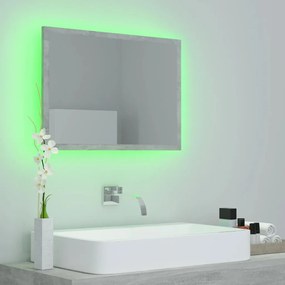 Oglinda de baie cu LED, gri beton, 60x8,5x37 cm, lemn prelucrat Gri beton