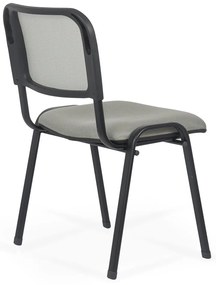 Scaun conferință gri cu șezut ergonomic buretat si spătar mesh ventilat și cadru metalic HRC 600