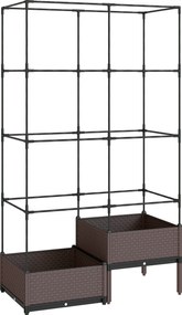 Outsunny Pat înălțat cu cutie de plantare și spalier, orificii de drenaj, ghiveci din plastic 100 x 50 x 174 cm | Aosom Romania