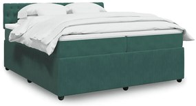 vidaXL Pat box spring cu saltea, verde închis, 200x200 cm, catifea