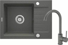 Set chiuveta bucatarie si baterie Deante Zorba finisaj antracit-metalic 58-44cm