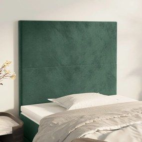 vidaXL Tăblii de pat, 2 buc, verde închis, 80x5x78/88 cm, catifea