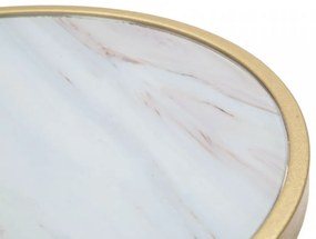Masuta auxiliara carrara alb/aurie din metal, ∅ 32,5 cm, Glam Tridh Mauro Ferretti