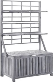 vidaXL Cutie depozitare cu spalier, gri 99x55x160 cm lemn masiv acacia