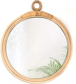 Oglinda rotunda Rea Boho 322052 rama lemn 40 cm