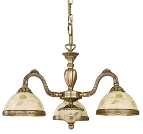 Candelabru cu 3 brate din alama cu sticla decorata design italian 6208