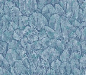 Tapet Tranquil, Lagoon Blue Luxury Feather, 1838 Wallcoverings, 5.3mp / rola