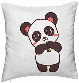 Perna Decorativa, Model Urs Panda, 40x40 cm, Alb Murdar, Husa Detasabila, Burduf