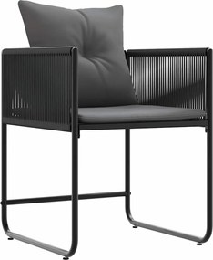 vidaXL Scaun cu pernă 4 pcs Negru și antracit Ratan PE