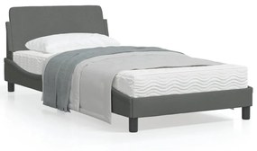 373126 vidaXL Cadru de pat cu tăblie, gri închis, 100x200 cm, textil