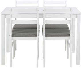 MAZZONI EXPORT Set TORINO masă + 4 scaune Alb/Gri deschis (material Sawana 21) - SET DE LEMN PENTRU BUCĂTĂRIE/SUFRAGERIE