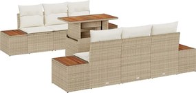 vidaXL Set de canapele pentru grădină 7 pcs Bej Rattan poli