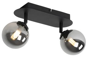 Spotlight modern negru cu sticlă fumurie 2 lumini - Atena