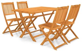 3060193 vidaXL Set mobilier de grădină pliabil, 5 piese, lemn masiv acacia