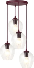 Lustră suspendată pe cablu ISTAR 4xE27/15W/230V Ø 40 cm roșie/transparentă
