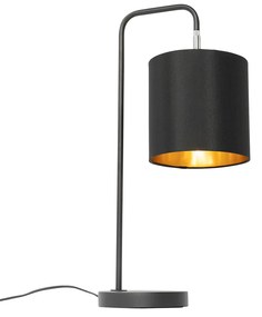 Lampă de masă modernă neagră cu interior auriu - Lofty