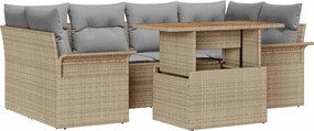 vidaXL Set de canapele pentru grădină 7 pcs Bej Rattan poli