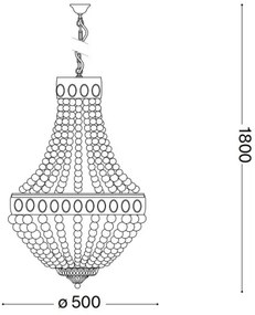 Lustră pe lanț Ideal Lux MONET 6xE14/40W/230V d. 50 cm cânepă/alb