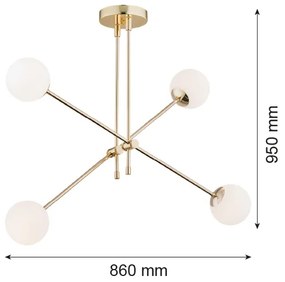 Lustră pe tijă Argon 1695 ABSTRACT 4xE14/7W/230V alamă