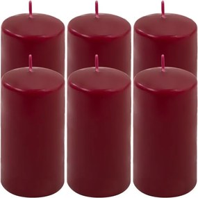Set de lumânări pilon, 11,5 cm, Ø 6 cm, vișiniu, 6 bucăți
