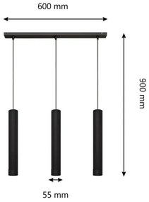 Lustră LED pe cablu TUBA 3xGU10/4,8W/230V neagră