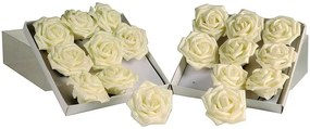 Set 12 trandafiri 6cm alb perlat alb perlat cu gliter