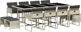 vidaXL Set mobilier de grădină cu perne 13 piese gri deschis poliratan