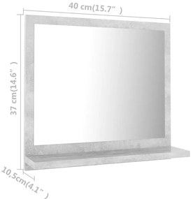 Oglinda de baie, gri beton, 40 x 10,5 x 37 cm, PAL Gri beton, 40 cm