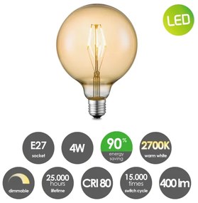 Bec LED dimabil VINTAGE EDISON G125 E27/4W/230V 2700K