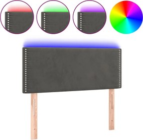 vidaXL Tăblie de pat cu LED, gri închis, 90x5x78/88 cm, catifea