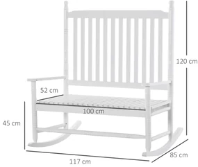 Outsunny Bancă Balansoar cu 2 Locuri din Lemn de Plop, Design Clasic, Alb | Aosom Romania