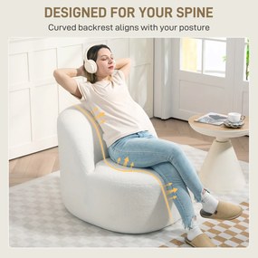 HOMCOM Fotoliu pentru Living în Stil Modern cu Spătar Ergonomic Crem | Aosom Romania