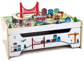 Masă de joacă Hape cu spațiu de depozitare și caleferată