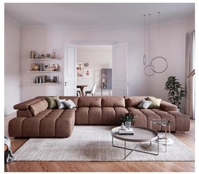 Canapea colțar cu suporturi pentru cap, model TROPEA stânga, maro