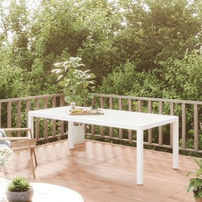 Masă de grădină, alb, 190x90x75 cm, sticlă securizată/poliratan