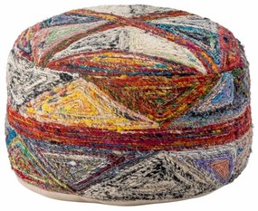 Puf rotund din bumbac colorat, lucrat manual, 40 X 20 cm, Torano