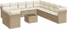 vidaXL Set canapele de grădină cu perne, 12 piese, bej, poliratan