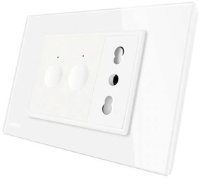 Intrerupator dublu + priza Livolo cu rama din sticla, Standard italian