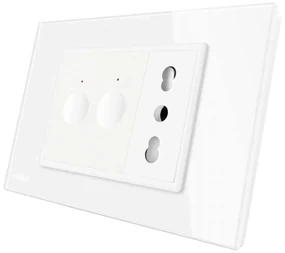 Intrerupator dublu + priza Livolo cu rama din sticla, Standard italian