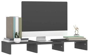 Suport pentru monitor, gri, 60x24x10,5 cm, lemn masiv pin 1, Gri, 60 x 24 x 10.5 cm